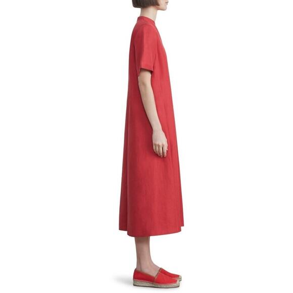 Lafayette 148 New York Raleigh Belted Silk Midi Dress in Flame Size S NWT - Picture 3 of 13